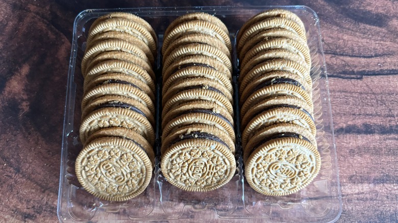 Oreo Chocolate Covered Pretzel Flavored Cookies in plastic tray