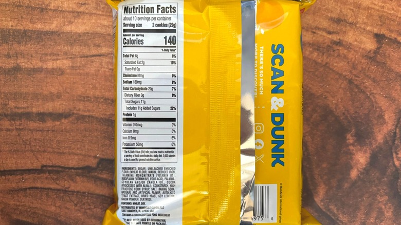 Oreo Chocolate Covered Pretzel cookies nutrition facts on package