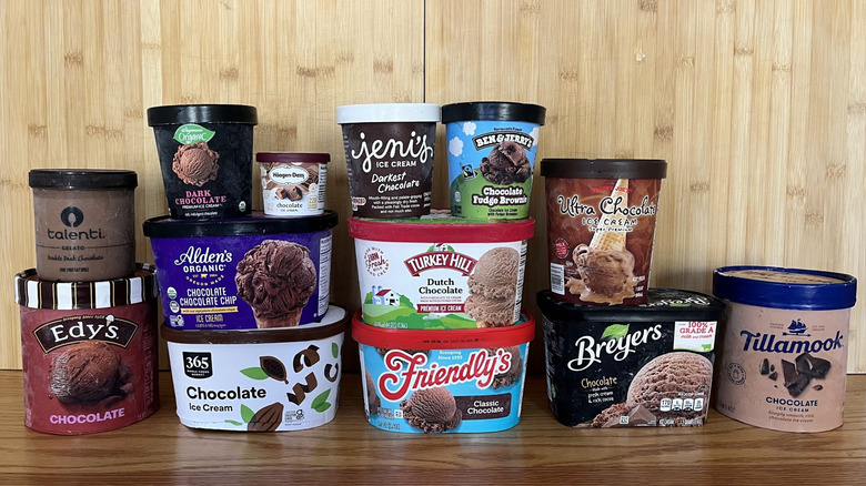 Assortment of chocolate ice cream brands