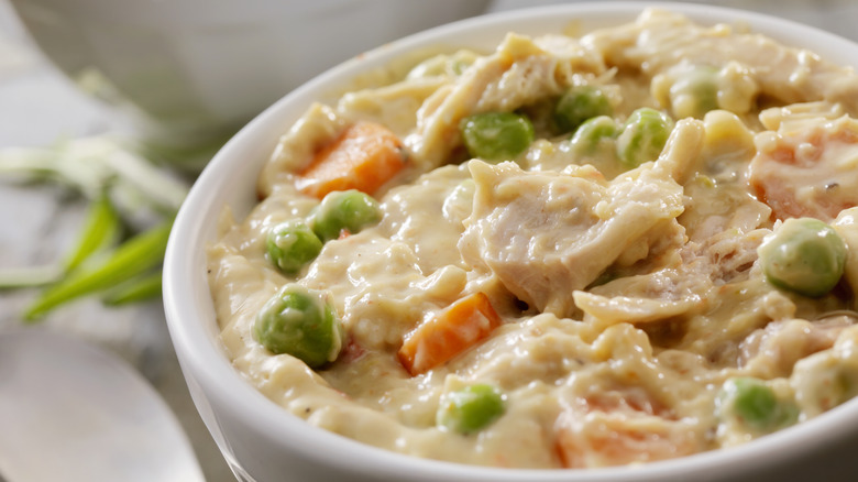 Chicken à la king with spoon