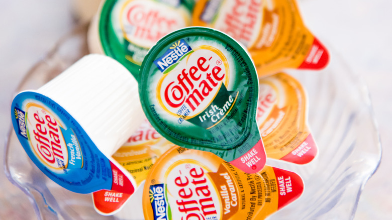 Various individual serving coffee creamers