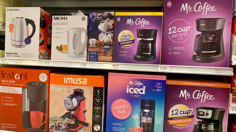 Mr Coffee coffee makers on shelf