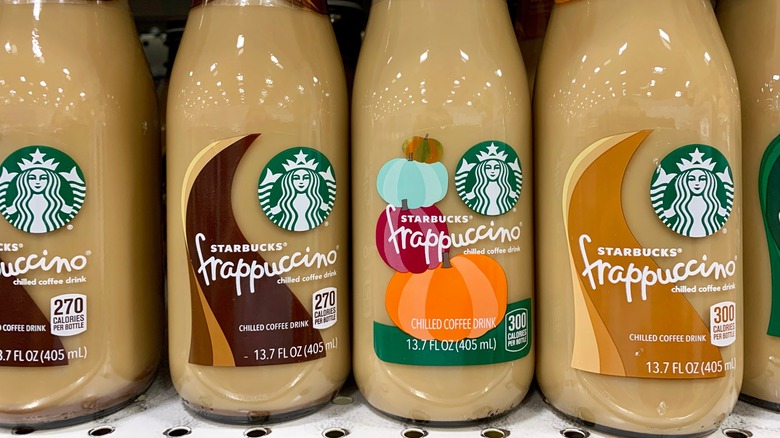 Starbucks Frappuccino bottles on shelf