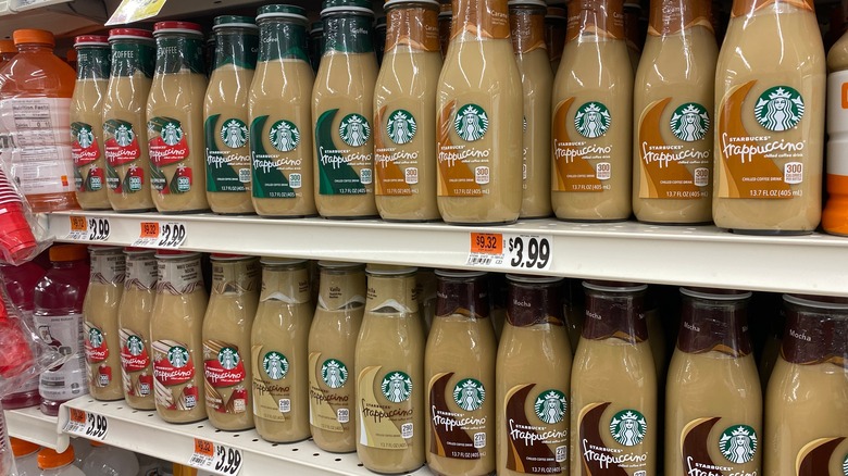 Frappuccino bottles on shelf