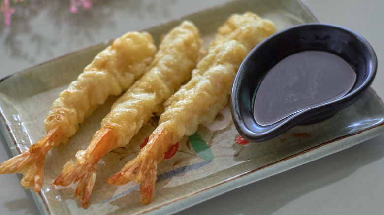 Tempura shrimp with soy sauce