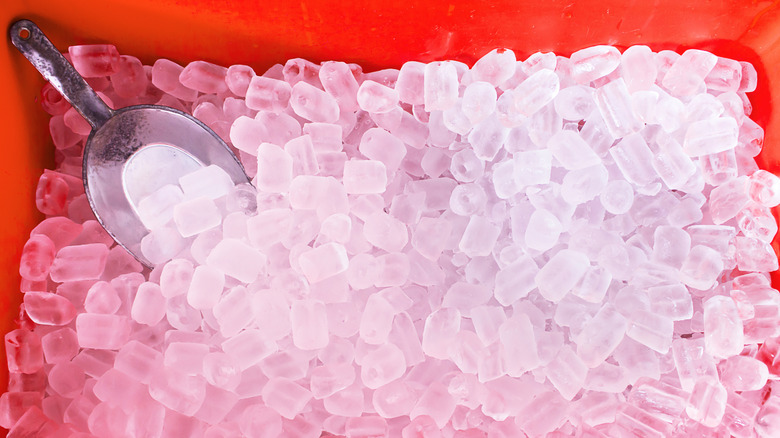 Ice inside a storage container