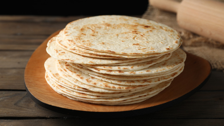 Stack of homemade tortillas