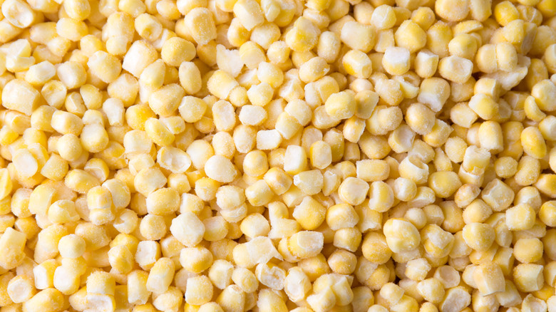 A pile of frozen corn
