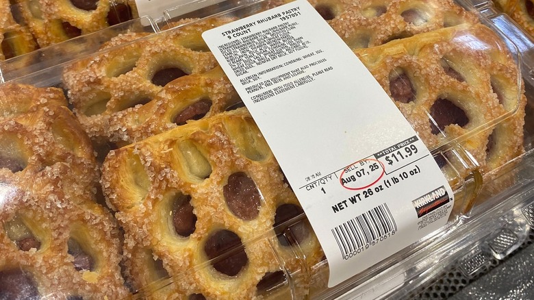 Plastic box of Costco strawberry rhubarb pastries