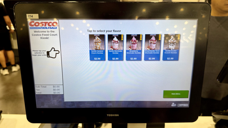 Costco ordering screen showing seasonal sundaes
