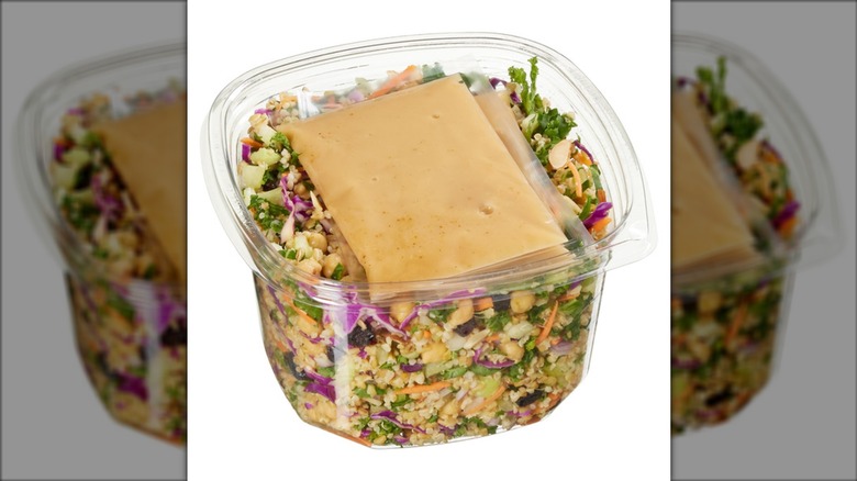 Kirkland Signature Grain and Celery Salad with Apple Cider Vinaigrette on a white background.