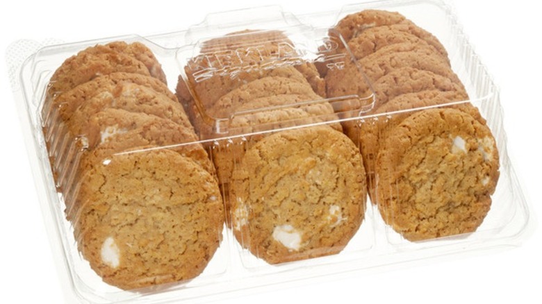 A package of Kirkland Signature Marshmallow Crispy Cookies on a white background.