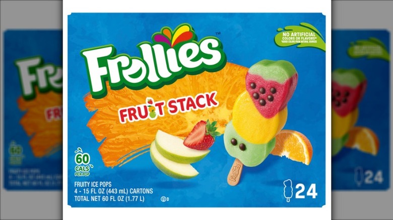 A box of Frollies Fruit Stack Fruity Ice Pops on a white background.