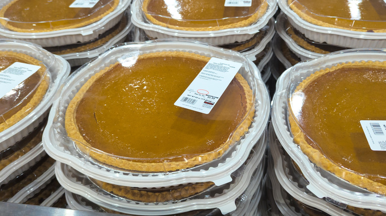 Kirkland Pumpkin Pies on display at Costco