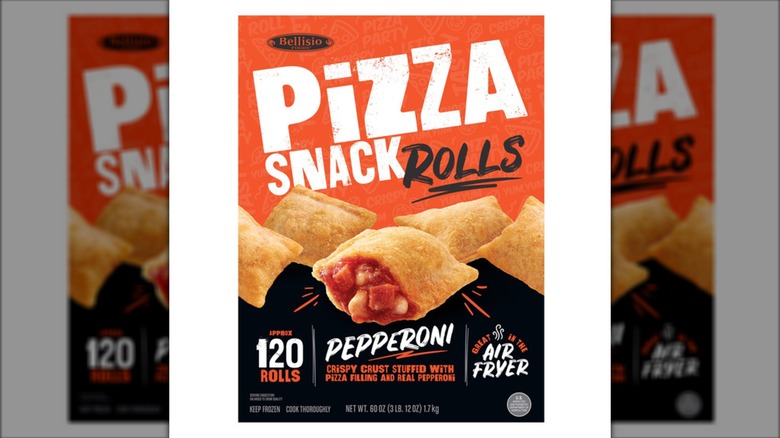 A Box of the Bellisio Foods Pizza Snack Rolls