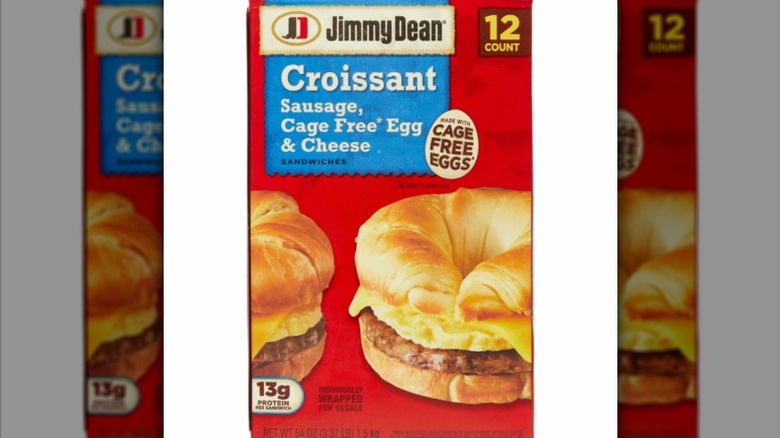 A red box of Jimmy Dean Croissant Breakfast Sandwiches