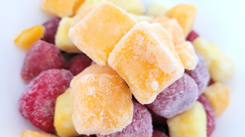 Frozen mango and strawberries
