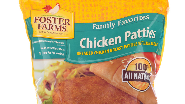 A bag of Foster Farms Chicken Patties