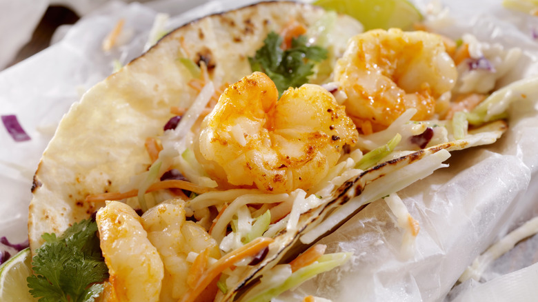 Shrimp tacos with cabbage