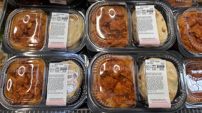 Butter Chicken and Naan deli kits on display at Costco