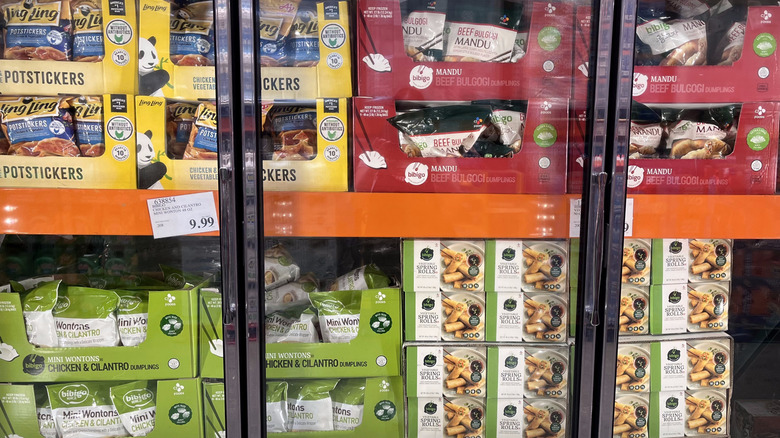freezer aisle with lots of potstickers and mandu
