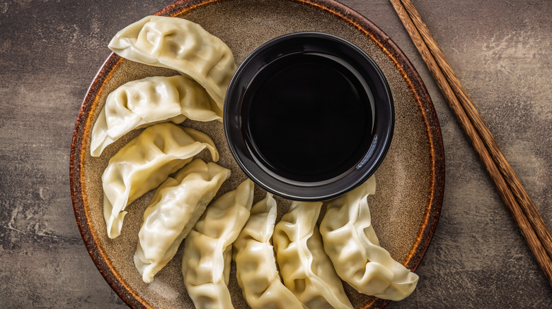 view of multiple dumplings on plate