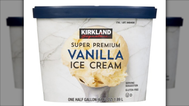 carton of Kirkland Signature vanilla ice cream