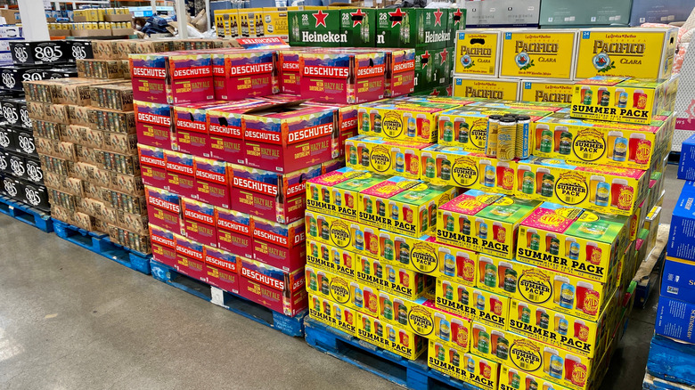 Pallets of cases of beer at Costco