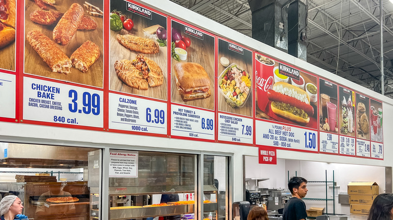 An image of a Costco food court featuring calzones.