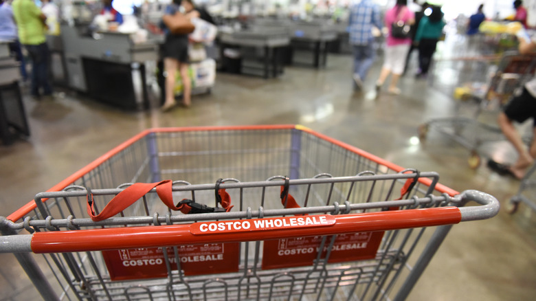 Close up of a shopping cart at Costco