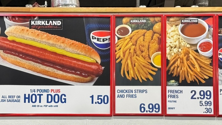 Costco food court menu featuring chicken strips in Alberta, Canada