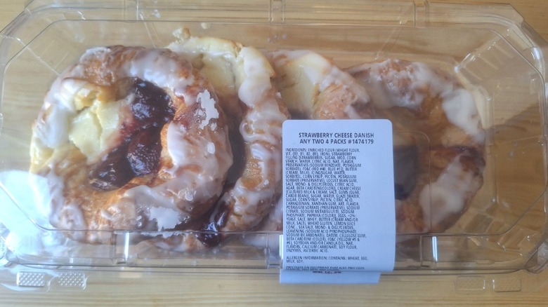 Costco's Strawberry Cheese Danishes in package on a table.