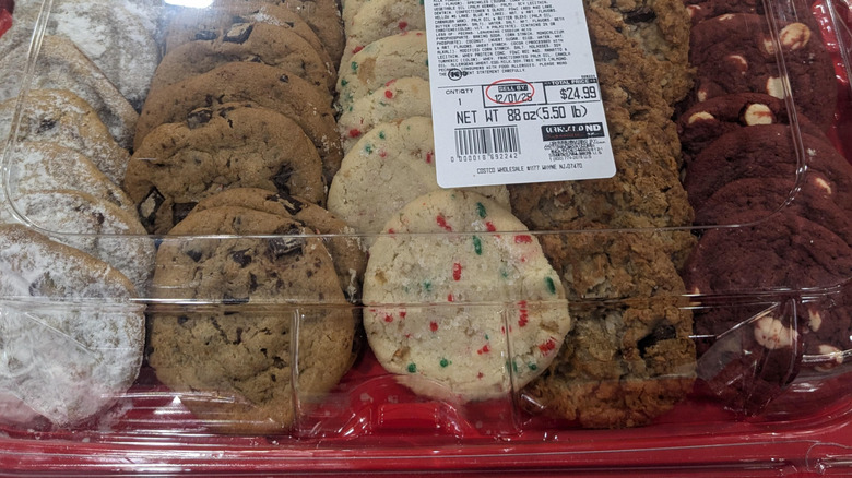A close-up of the Costco holiday cookie tray for 2025