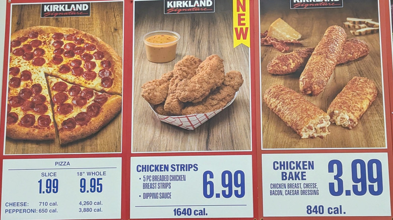 Costco food court menu displaying new chicken tenders.