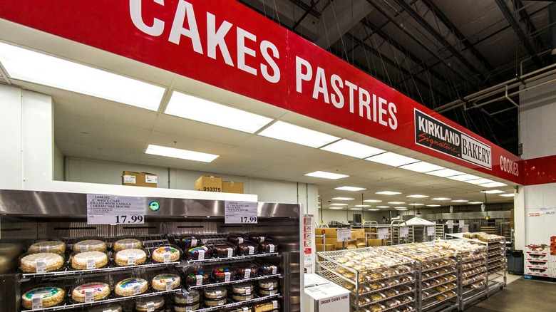 A variety of cakes in the Costco bakery section