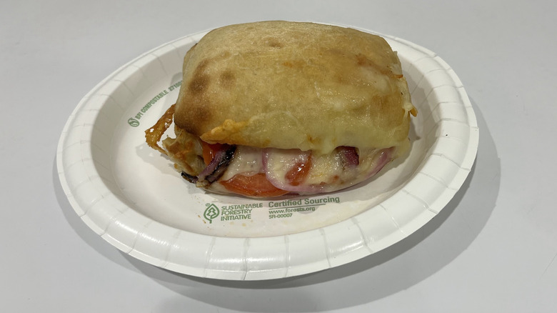 A hot turkey and provolone sandwich at the Costco food court