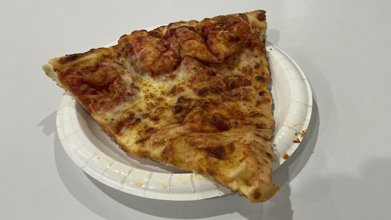 A slice of cheese pizza from the Costco food court