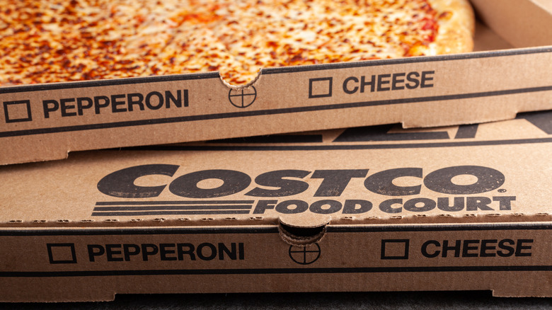 Boxes of Costco Food Court cheese pizza