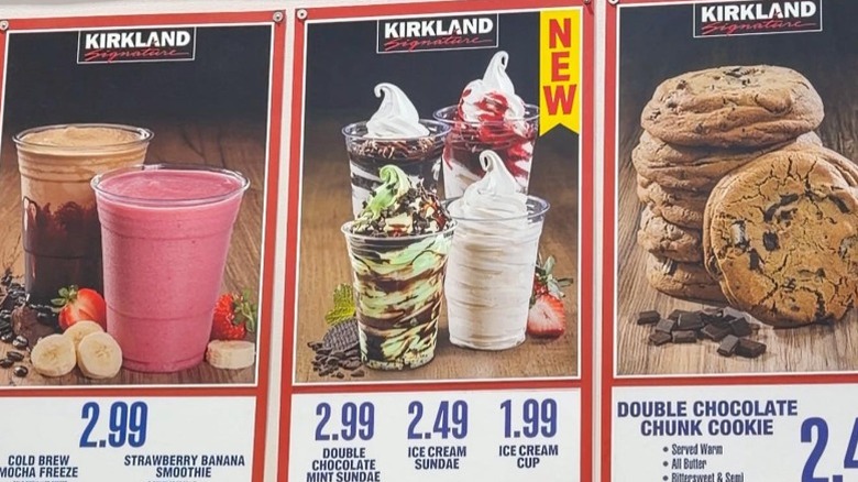 Costco food court signage showing chocolate items