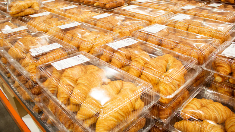Costco croissants in packages all on display at store.
