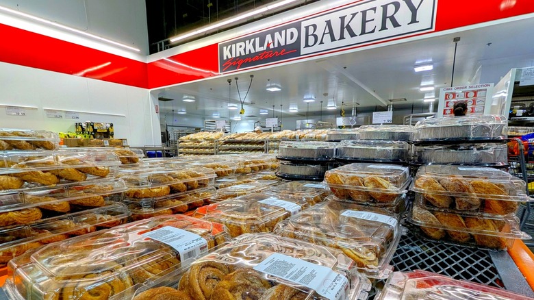 Plastic containers of baked goods on display at Costco