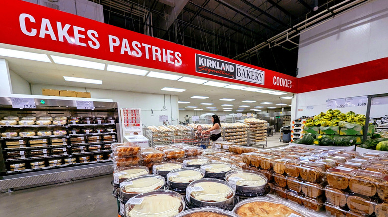 Costco bakery section showing a variety of baked goods