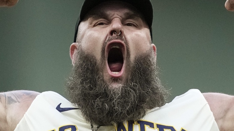 Braun Strowman at a Milwaukee Brewers game