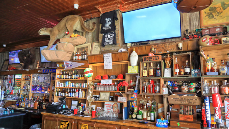 The view behind the bar at the Sultana Bar