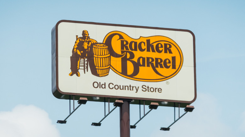 Cracker Barrel sign in the sky