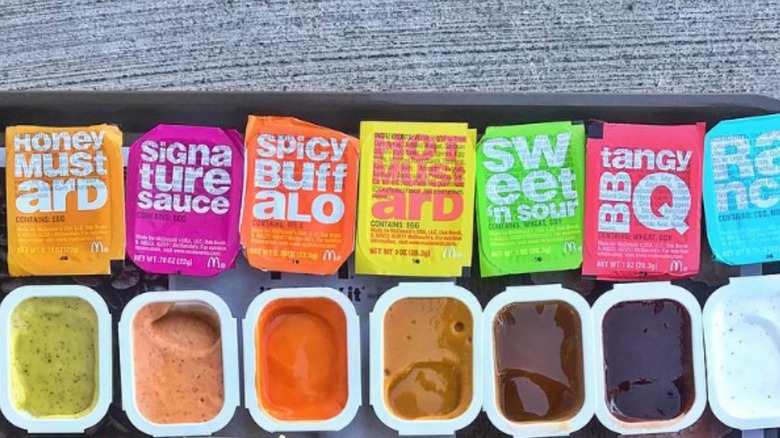 Several kinds of McDonald's dipping sauce