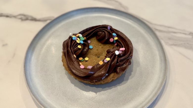 Chocolate Chip Cookie Cake Cookie on a plate