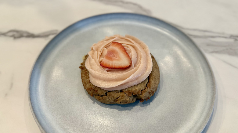 Strawberry Biscoff Cookie on a plate
