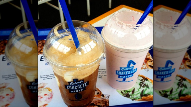 Two Culver's floats in to-go cups