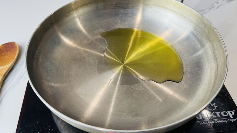 Oil in a saucepan